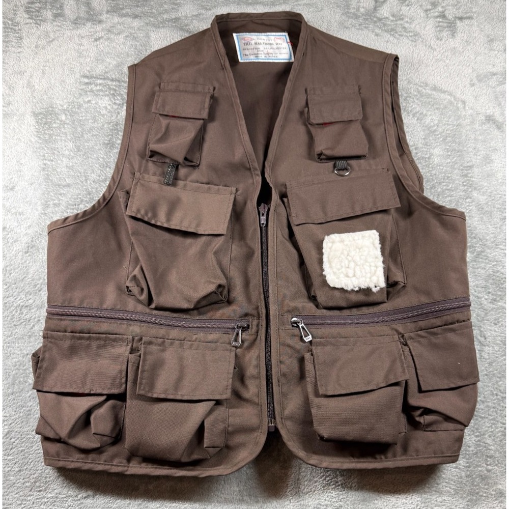 Vtg Danco DC-6707 Steelhead Fishing Vest Brown Multi Pocket Made in Korea Size L